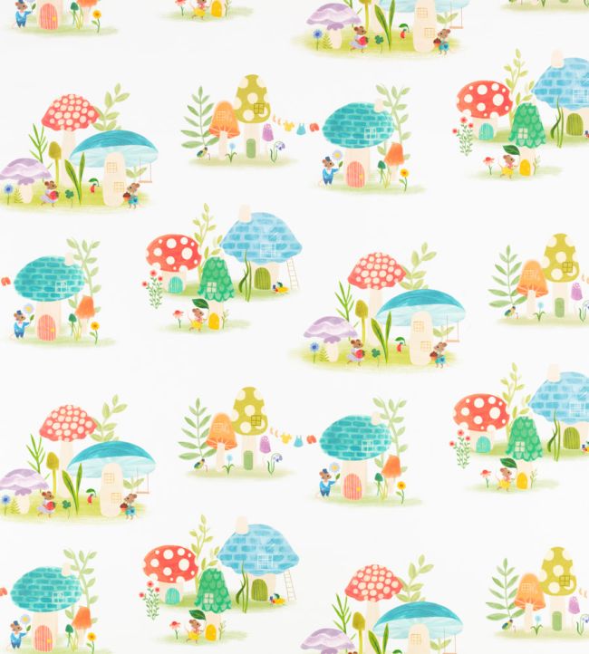 Toadstool Town Fabric by Villa Nova Blue