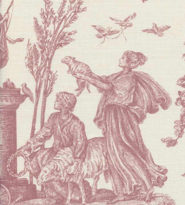 Toile Baptiste Fabric by Lewis & Wood Cerise
