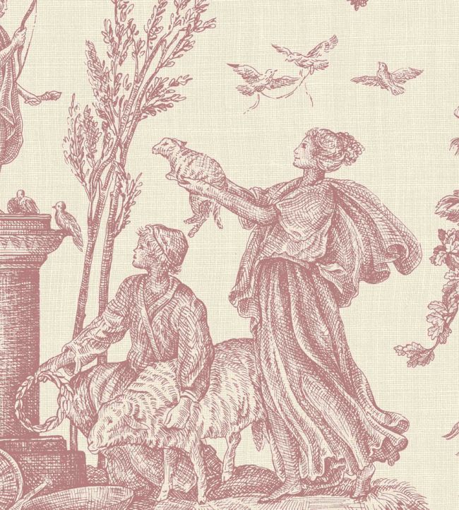 Toile Baptiste Wallpaper by Lewis & Wood Cerise