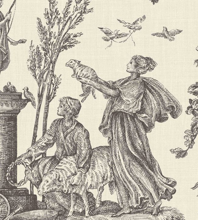 Toile Baptiste Wallpaper by Lewis & Wood Douce Noir