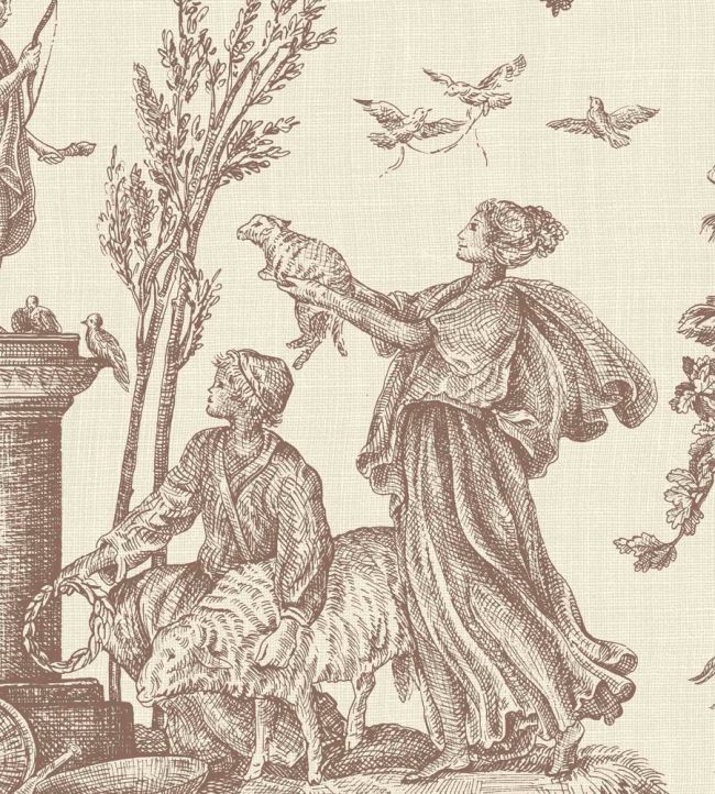 Toile Baptiste Wallpaper by Lewis & Wood Marron