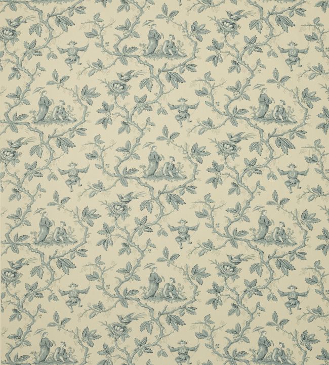 Toile Chinoise Fabric by Colefax and Fowler Aqua