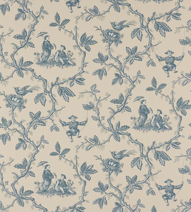 Toile Chinoise Wallpaper by Colefax and Fowler Blue