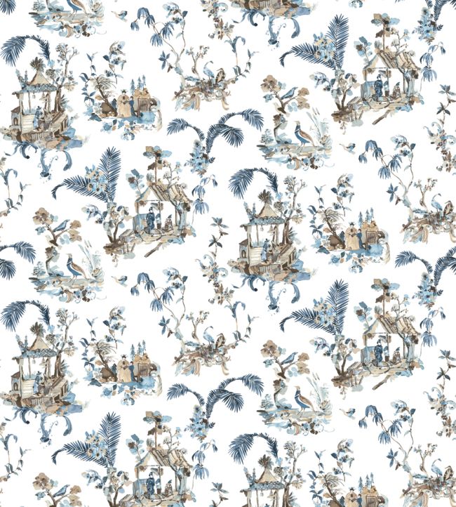 Toile Chinoise Fabric by Nina Campbell Blue