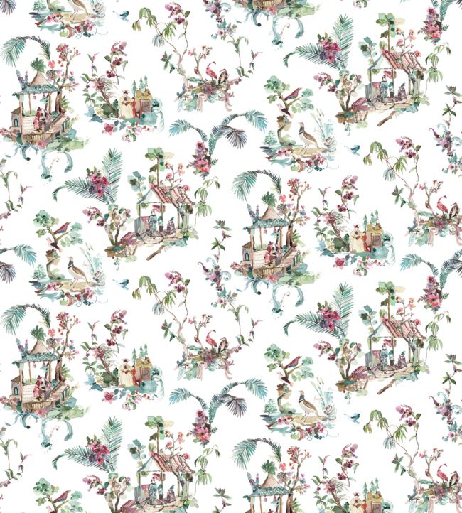 Toile Chinoise Fabric by Nina Campbell Pink