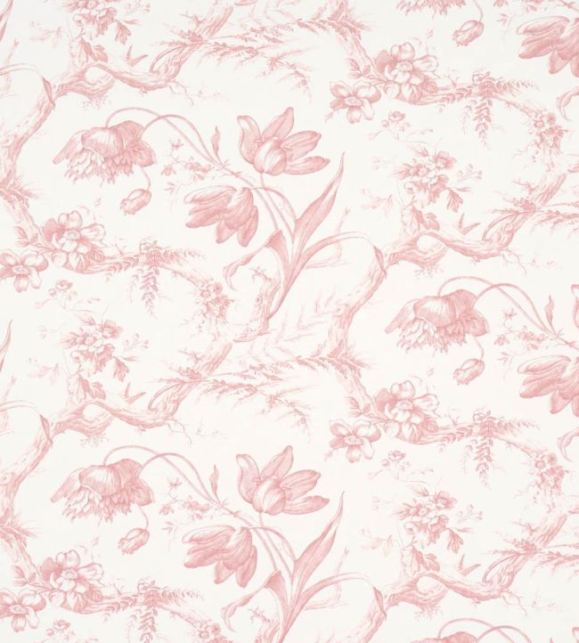 Toile De Fleurs Wallpaper by Schumacher Pink