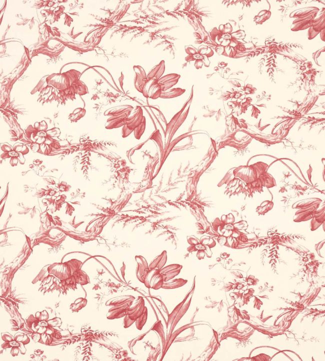 Toile De Fleurs Wallpaper by Schumacher Rouge