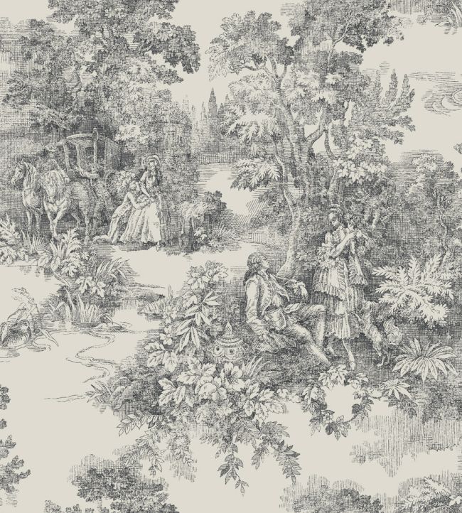 Toile de Jouy Wallpaper by Borastapeter Black