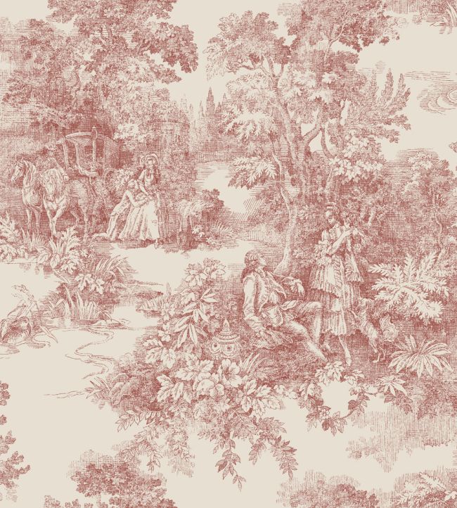 Toile de Jouy Wallpaper by Borastapeter Burgundy