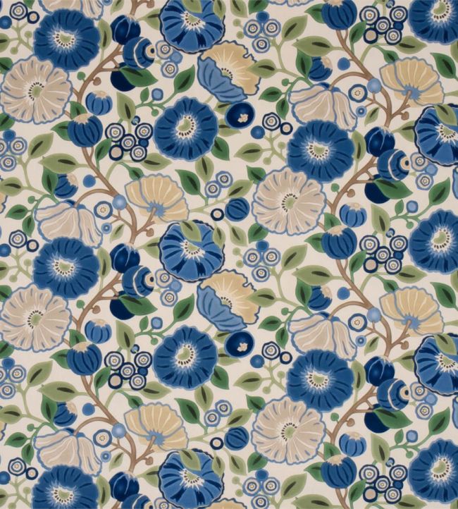 Tree Poppy Fabric by Sanderson Indigo/Emerald