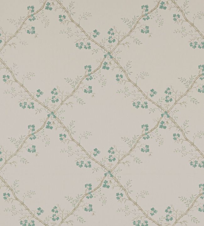 Trefoil Trellis Wallpaper by Colefax and Fowler Aqua