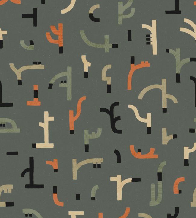 Tribal Tongue Wallpaper by Tres Tintas Blue