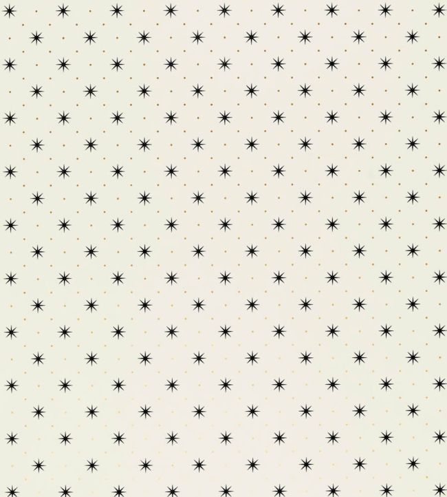 Trixie Wallpaper by Scalamandre Black & Gold On White