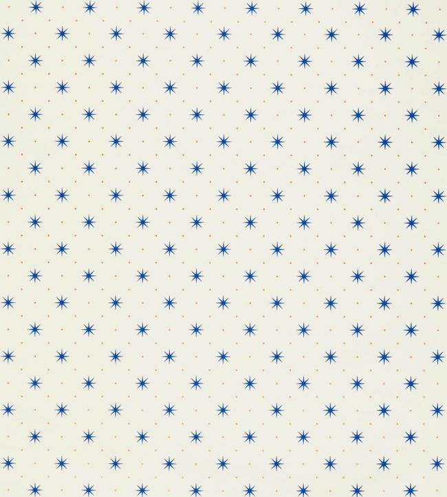 Trixie Wallpaper by Scalamandre Blue & Gold On White