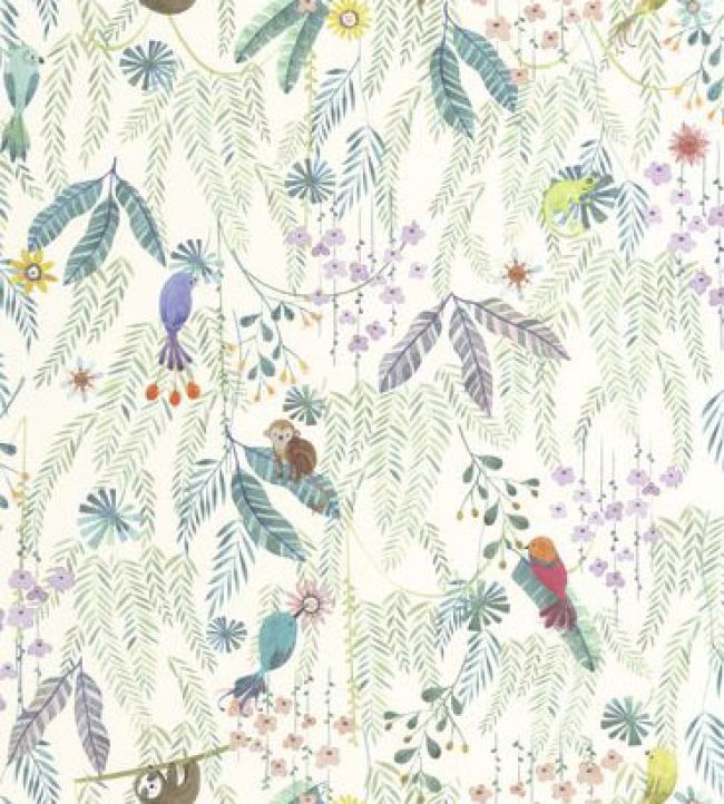 Tropical Forest Wallpaper by Casadeco Multico Fond Blanc