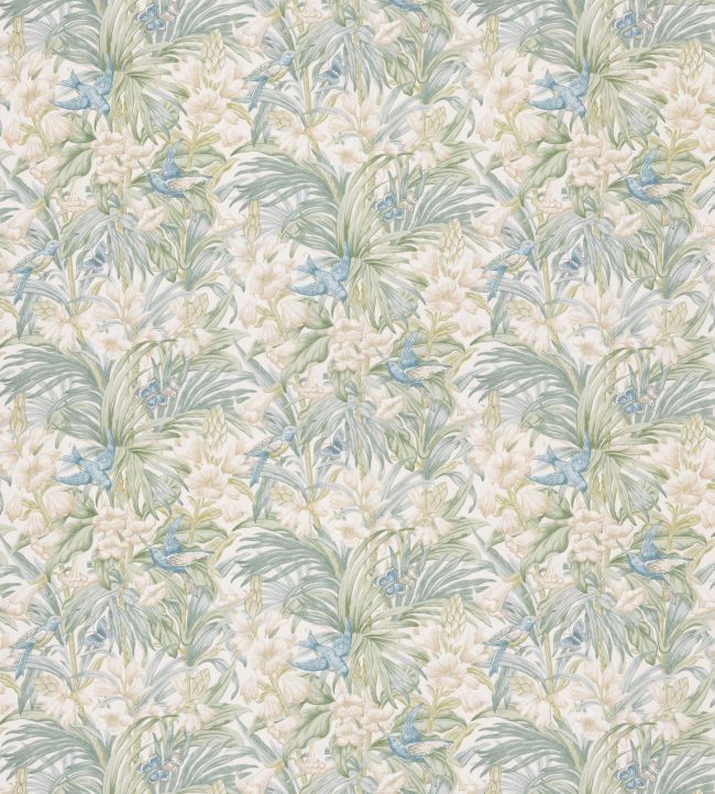 Trumpet Flowers Cotton Fabric by GP & J Baker Blue/Green