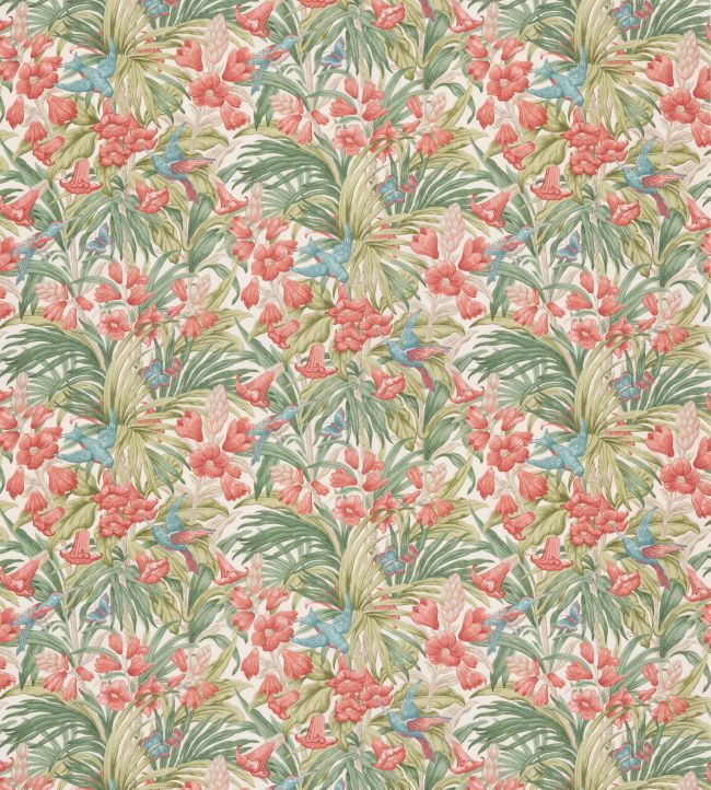 Trumpet Flowers Cotton Fabric by GP & J Baker Red/Green