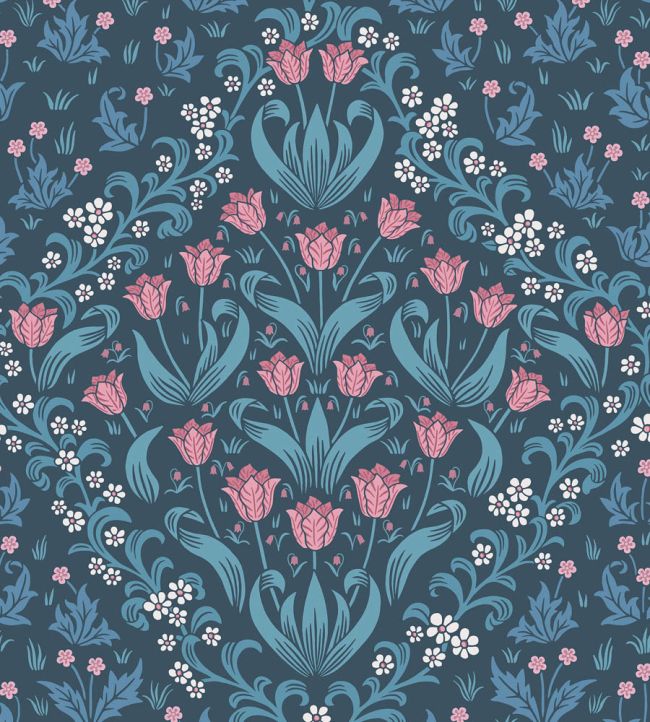 Tudor Garden Wallpaper by Cole & Son Fuchsia Blue