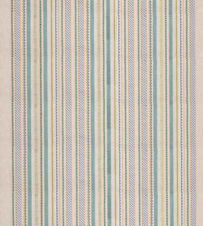 Tudor Stripe Fabric by GP & J Baker Green/Blue
