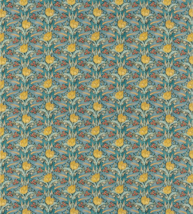 Tulip & Jasmine Cotton Fabric by GP & J Baker Teal