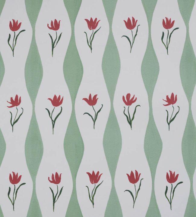 Tulip Wave Wallpaper by Sophie Harpley Pistachio
