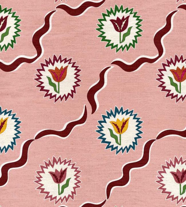 Tulips of Belgravia Linen Fabric by Ottoline Burgundy