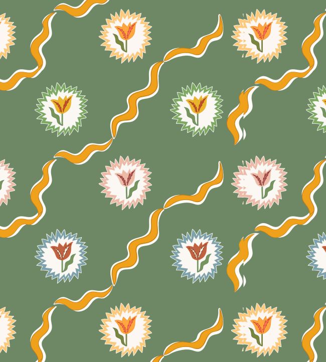 Tulips of Belgravia Wallpaper by Ottoline Green
