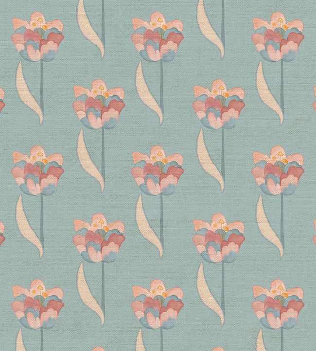 Tulips Fabric by Ottoline Dreamy Blue