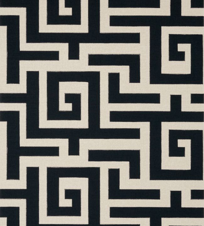 Tulum Applique Fabric by Thibaut Black on Natural
