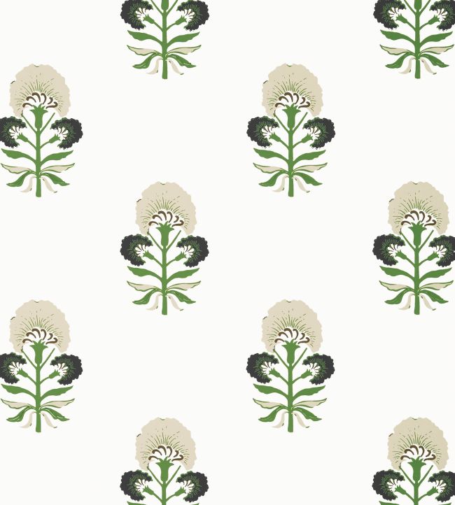 Tybee Bud Wallpaper by Thibaut Black and Green