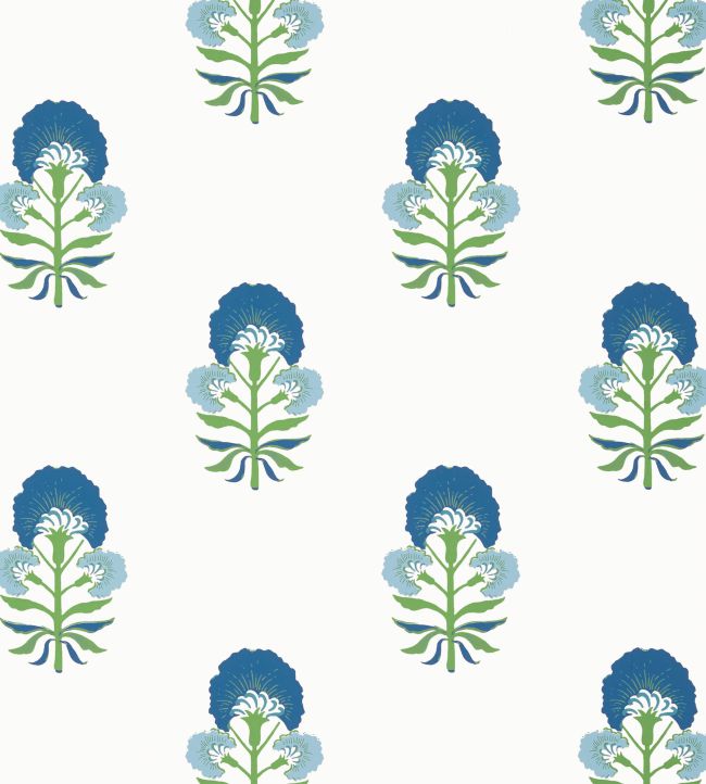 Tybee Bud Wallpaper by Thibaut Green and Blue