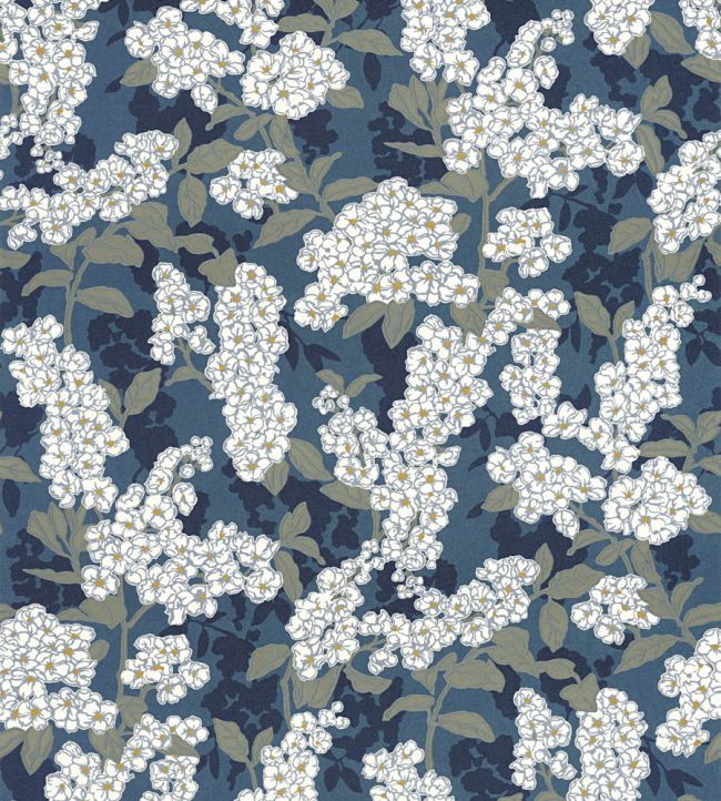 Ume Wallpaper by Casadeco Bleu Encre