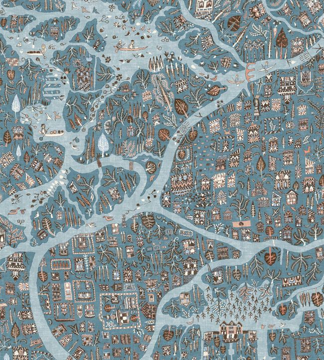 Utopia Fabric by Lewis & Wood Blue Almond