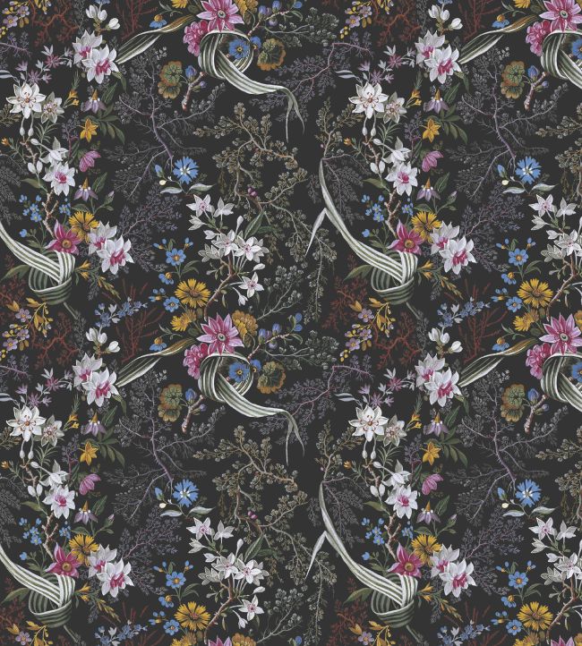 V&A Floris Fabric by Arley House Black