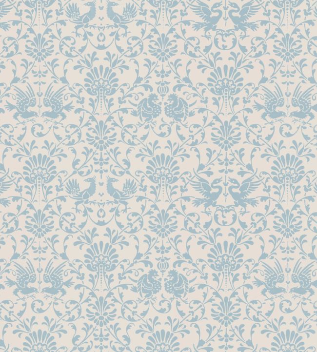 V&A Heraldic Birds Fabric by Arley House Duck Egg