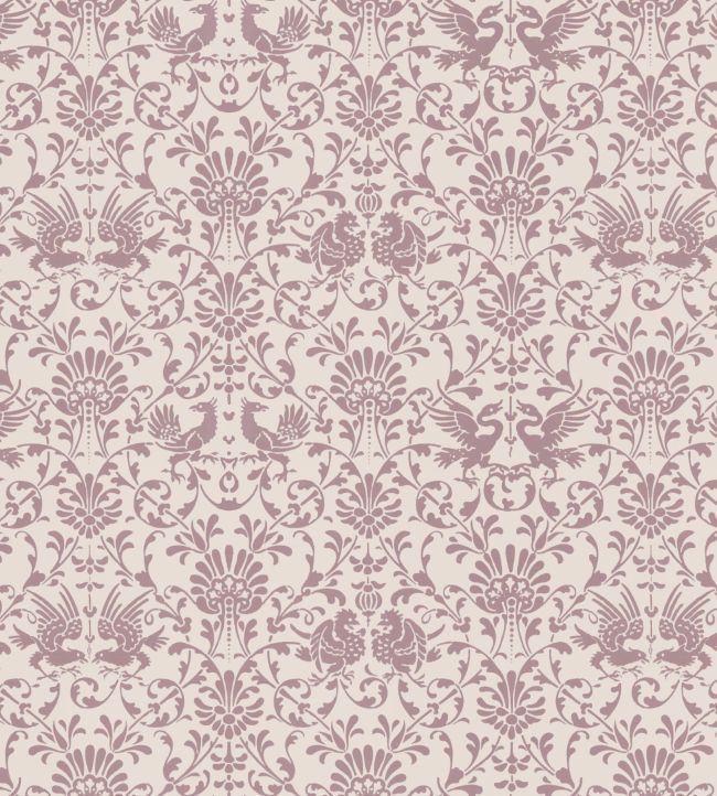 V&A Heraldic Birds Fabric by Arley House Pink