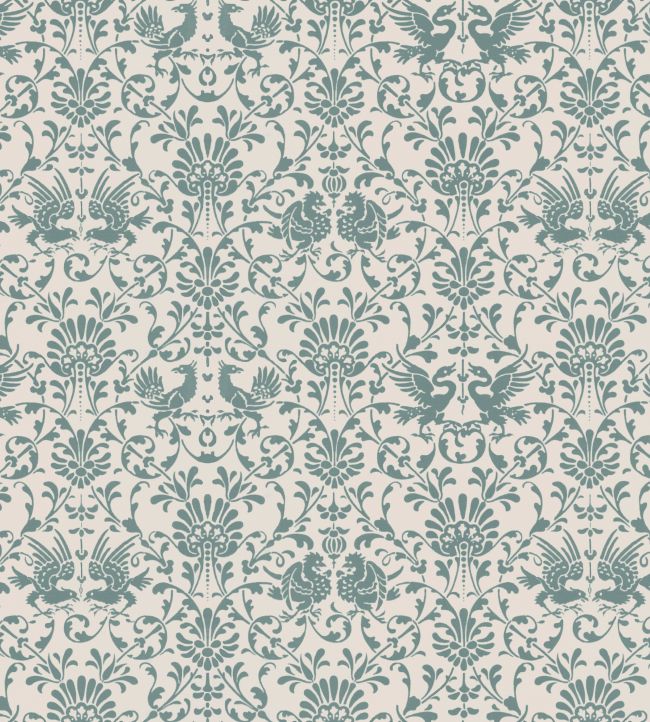 V&A Heraldic Birds Fabric by Arley House Sage Green