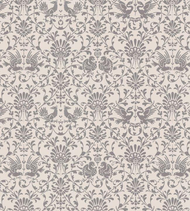 V&A Heraldic Birds Fabric by Arley House Taupe