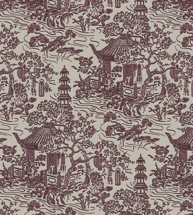 V&A Pagoda Fabric by Arley House Berry