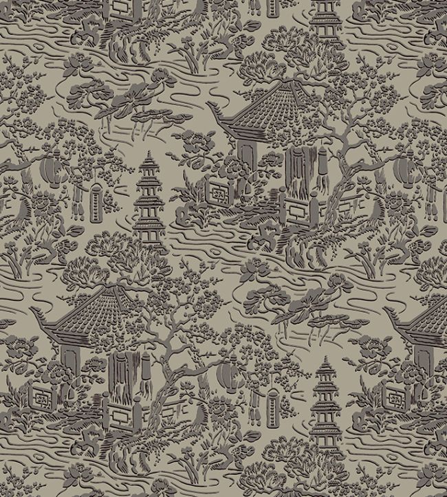 V&A Pagoda Fabric by Arley House Taupe