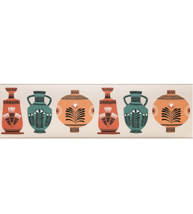 Vase Collection Border Wallpaper in Peach, Stone & Aqua by MissPrint ...