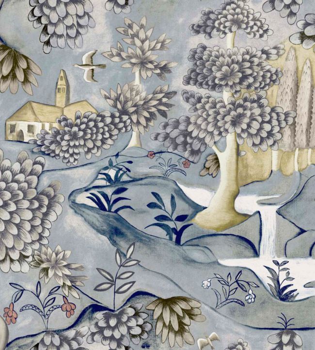 Verdure Wallpaper by Zoffany Lead Blue
