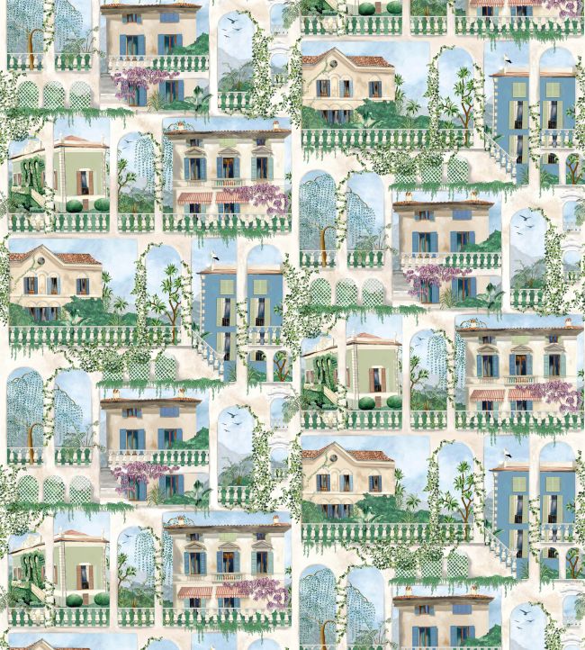 Villa Como Wallpaper by Osborne & Little Azure
