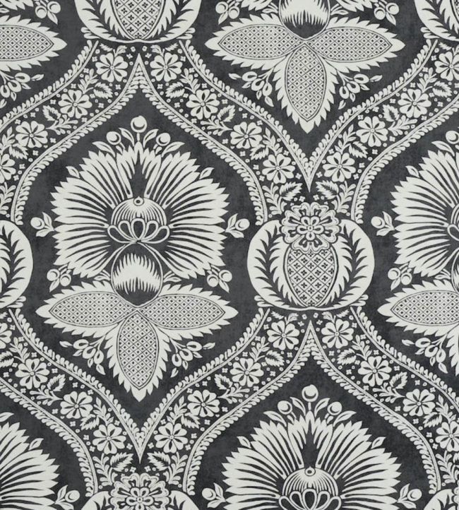 Villandry Damask Print Wallpaper by Schumacher Black