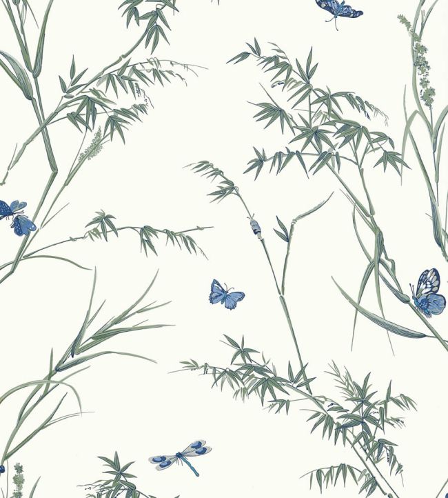 Virginia Wallpaper by Thibaut Blue and Green