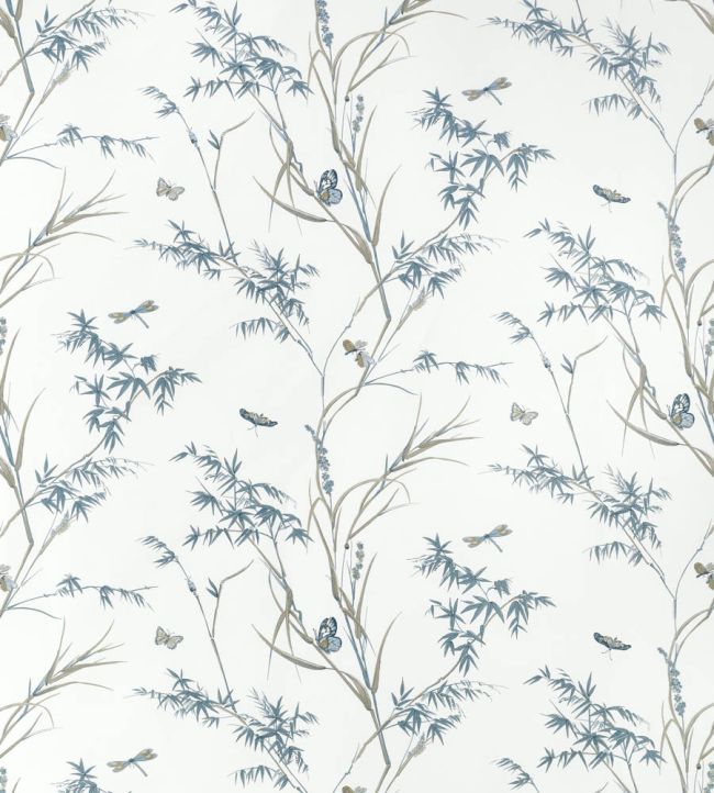 Virginia Fabric by Thibaut Cream and Aqua