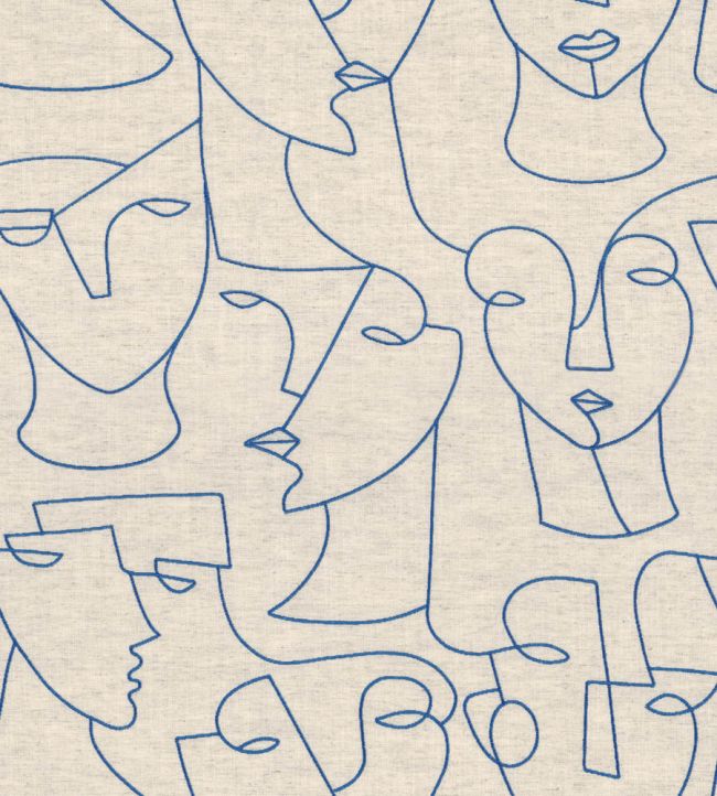 Visage Fabric by Camengo Lin Indigo