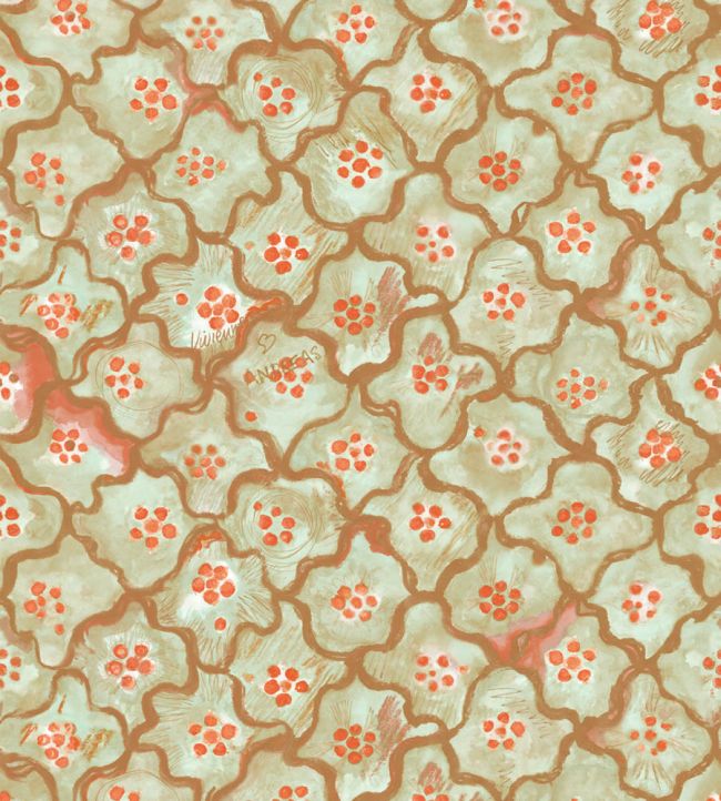 Vivienne Love Andreas Wallpaper by Cole & Son Mint & Tangerine