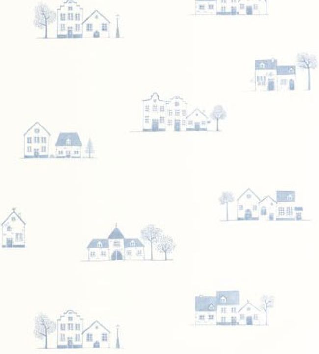 Walk In The Village Wallpaper by Casadeco Bleu Doux