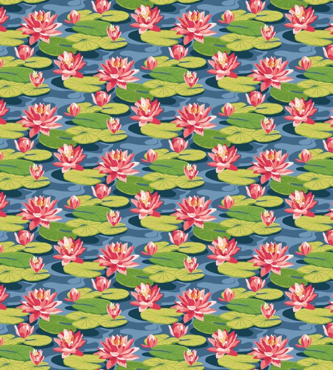 Waterlily Wallpaper by Ohpopsi Midnight Rouge